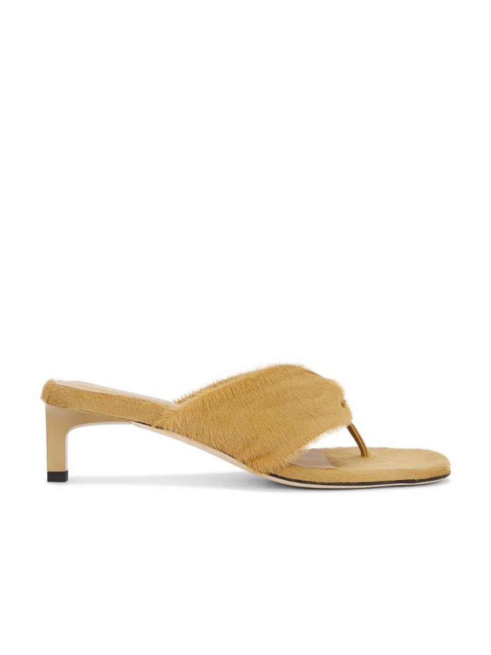Dear Frances Wrap Mid Heel in Sand fur open toe kitten heel sandal flip flop